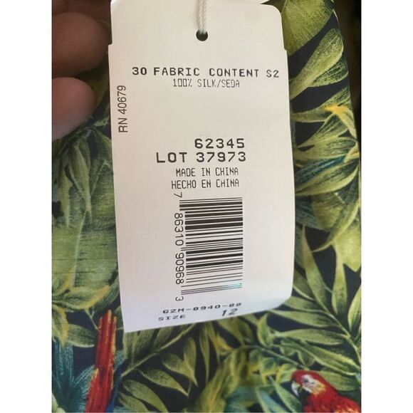 Harve Bernard NWT collection parrot palm tree, 100% silk skirt/12 - Picture 5 of 7